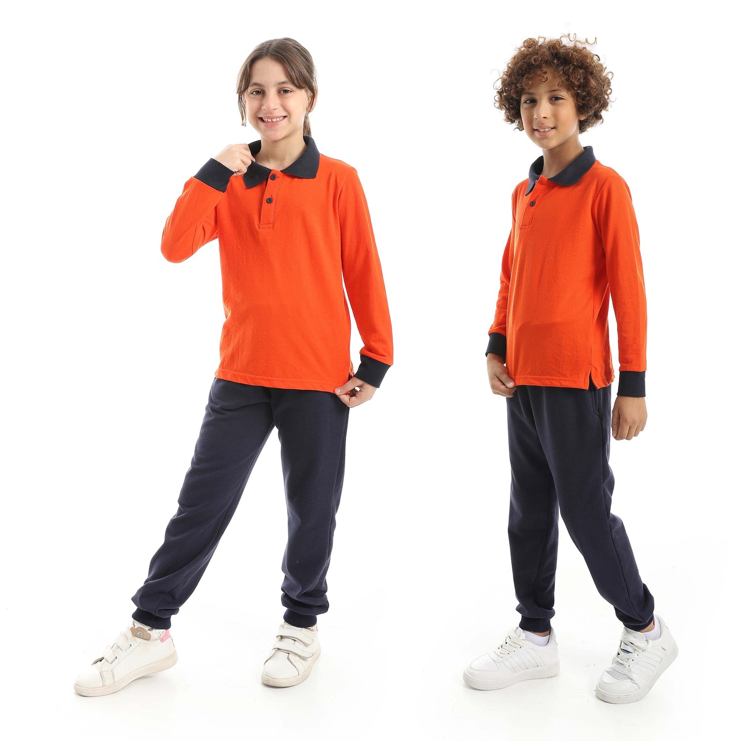 Red Circle Long Sleeve Polo Set + Pants Kids