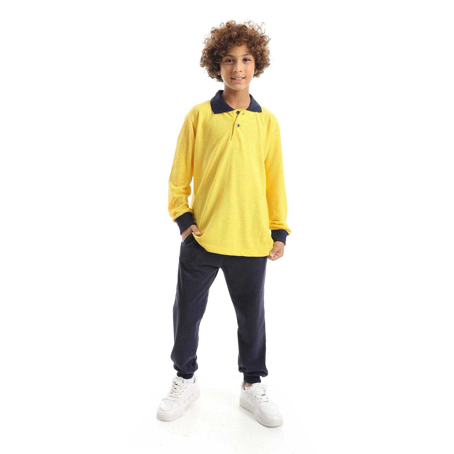 Red Circle Long Sleeve Polo Set + Pants Kids