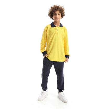 Red Circle Long Sleeve Polo Set + Pants Kids