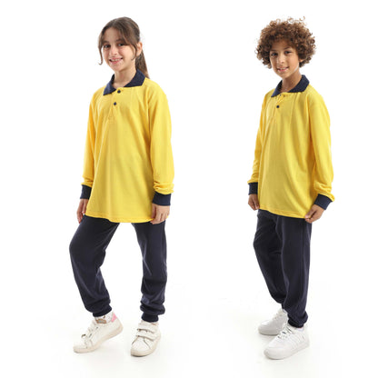 Red Circle Long Sleeve Polo Set + Pants Kids