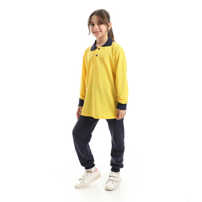 Red Circle Long Sleeve Polo Set + Pants Kids