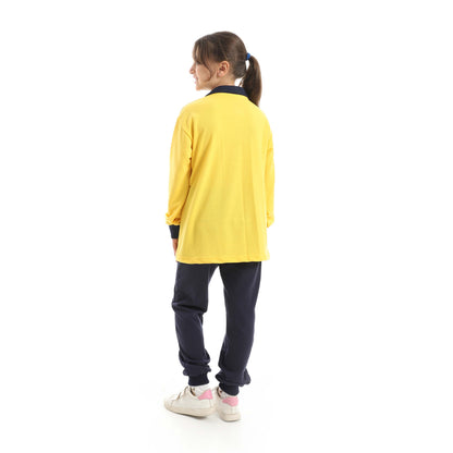 Red Circle Long Sleeve Polo Set + Pants Kids
