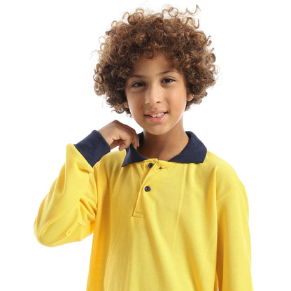 Red Circle Long Sleeve Polo Set + Pants Kids