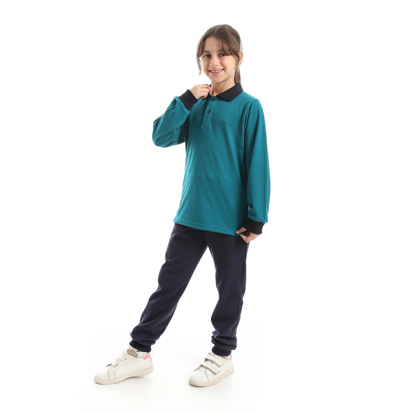 Red Circle Long Sleeve Polo Set + Pants Kids