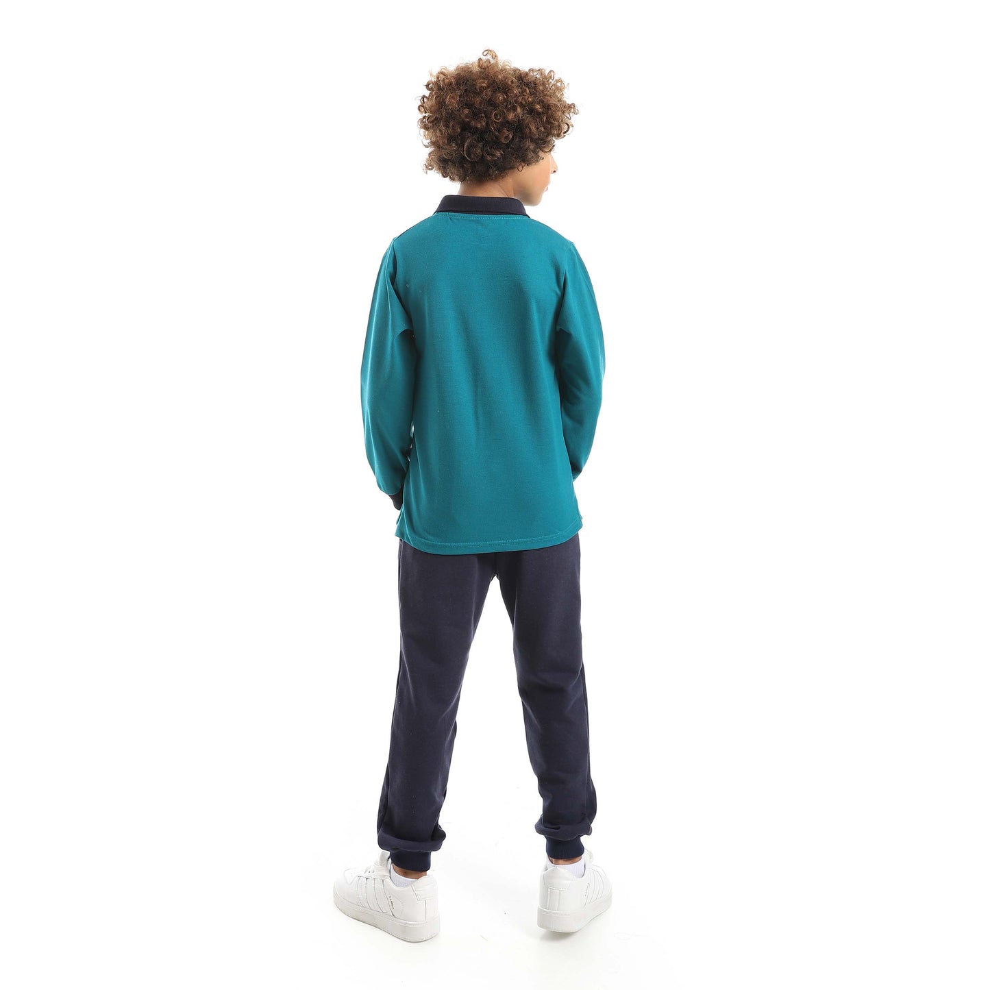 Red Circle Long Sleeve Polo Set + Pants Kids