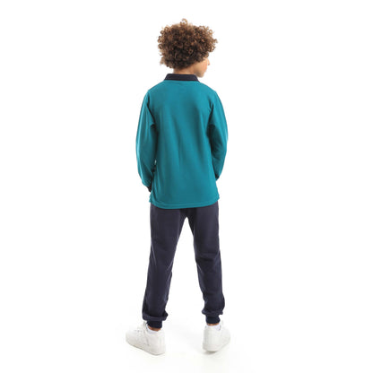 Red Circle Long Sleeve Polo Set + Pants Kids