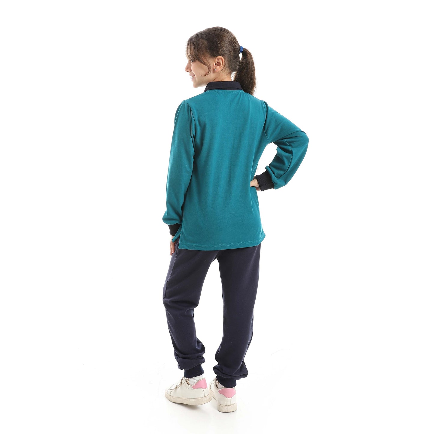 Red Circle Long Sleeve Polo Set + Pants Kids