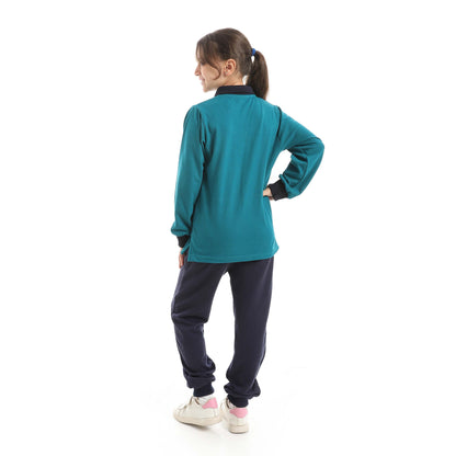 Red Circle Long Sleeve Polo Set + Pants Kids