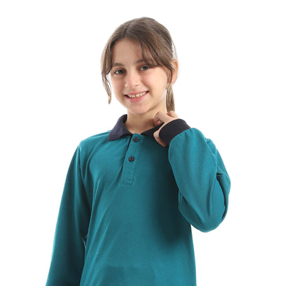 Red Circle Long Sleeve Polo Set + Pants Kids