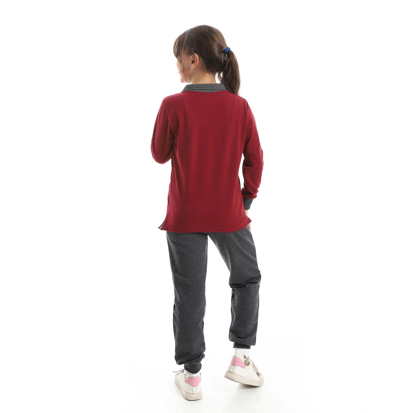 Red Circle Long Sleeve Polo Set + Pants Kids