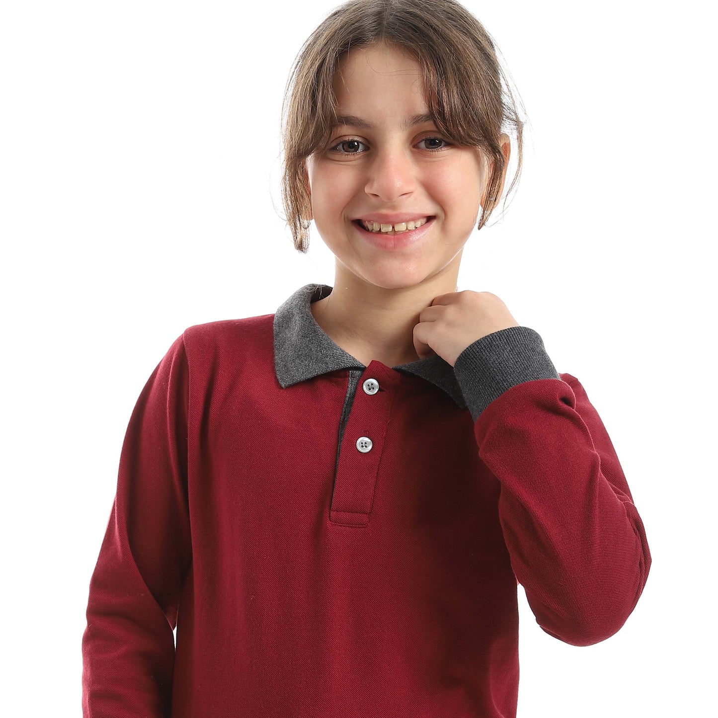 Red Circle Long Sleeve Polo Set + Pants Kids