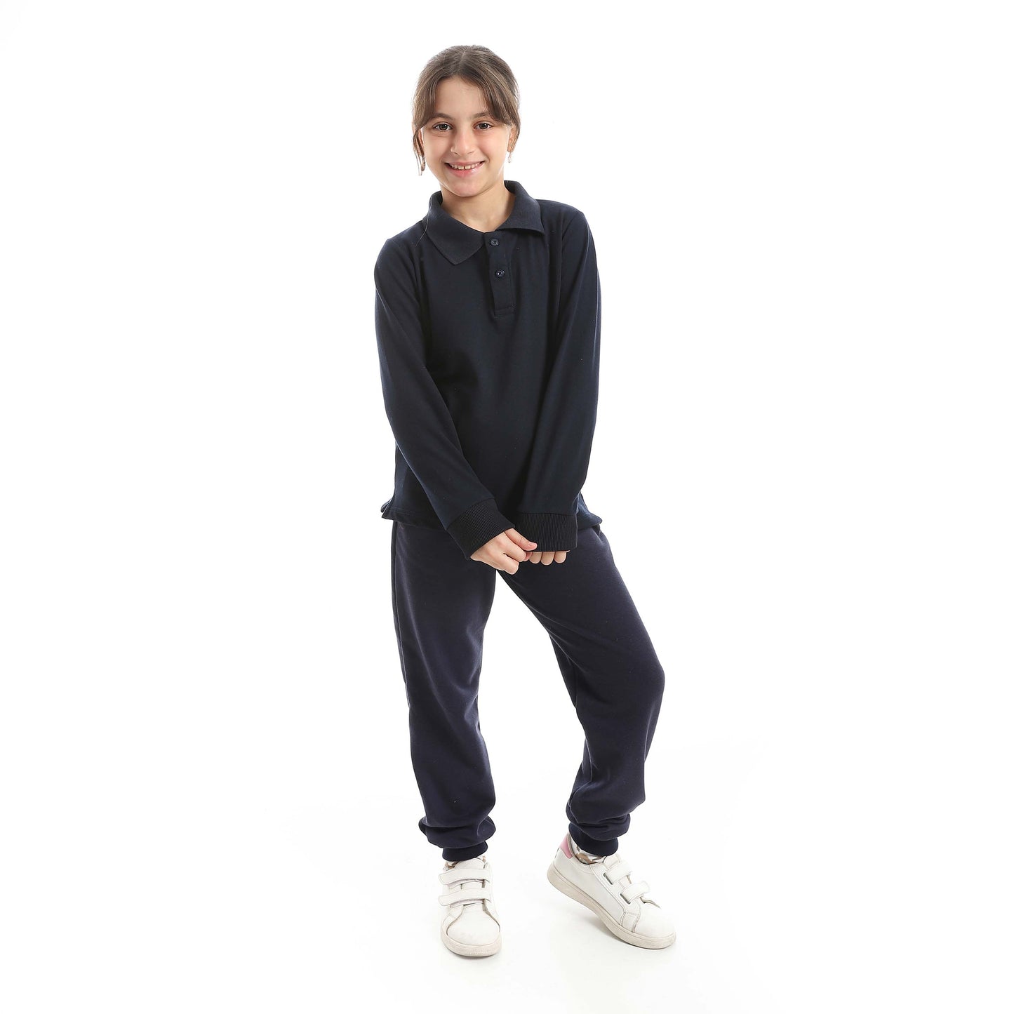 Red Circle Long Sleeve Polo Set + Pants Kids