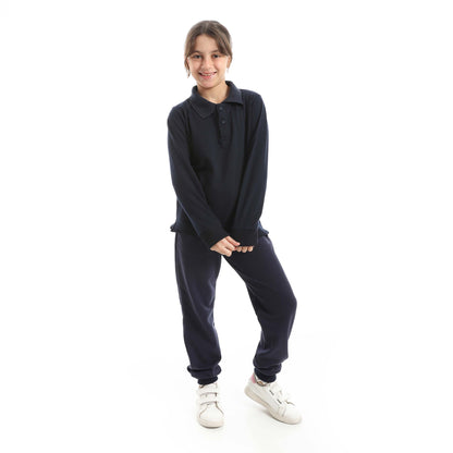 Red Circle Long Sleeve Polo Set + Pants Kids