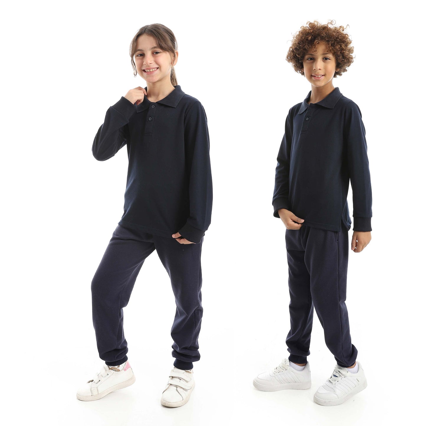 Red Circle Long Sleeve Polo Set + Pants Kids