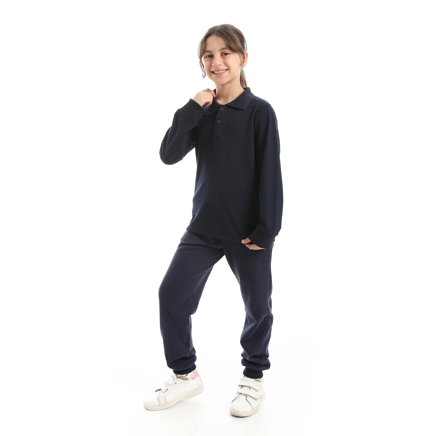 Red Circle Long Sleeve Polo Set + Pants Kids