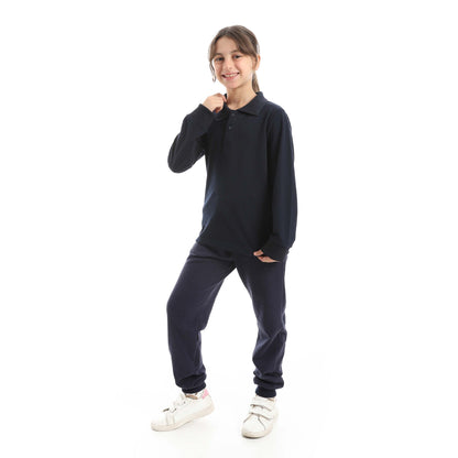 Red Circle Long Sleeve Polo Set + Pants Kids