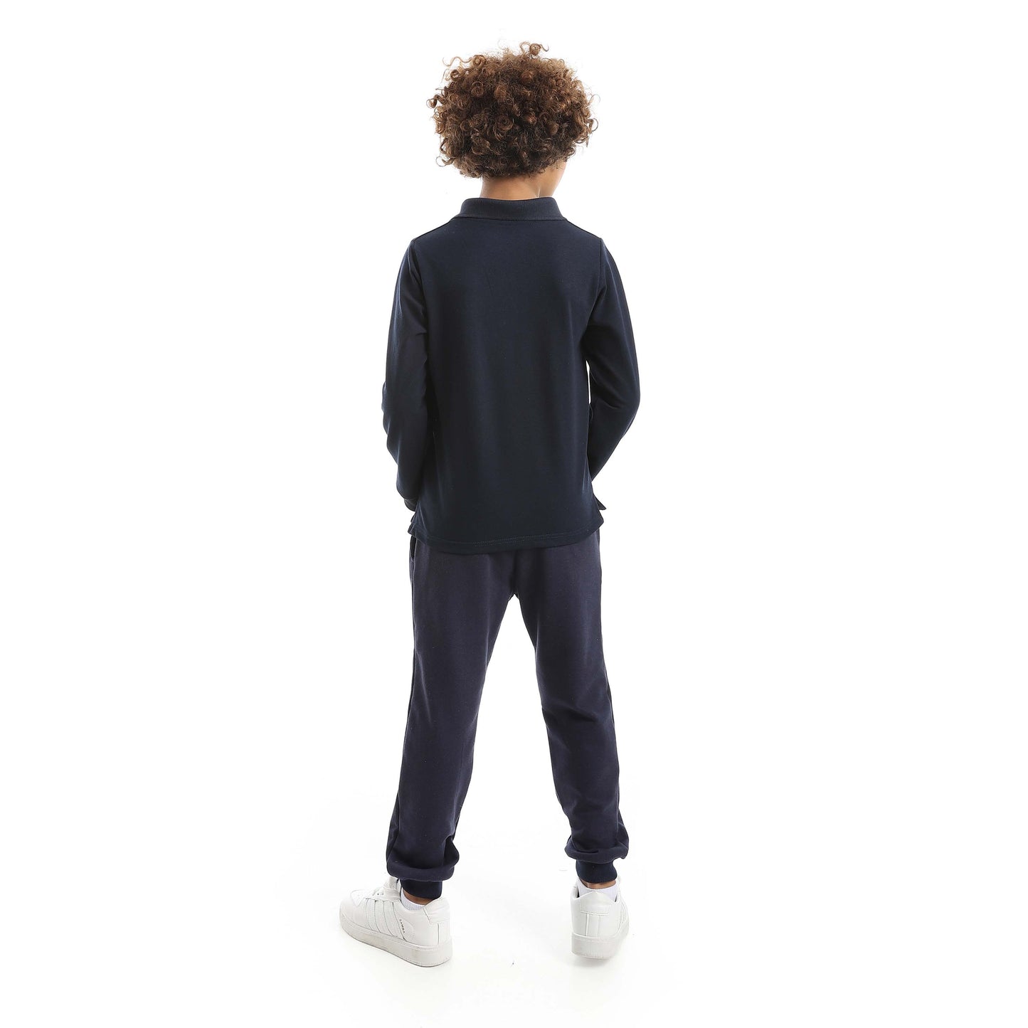 Red Circle Long Sleeve Polo Set + Pants Kids