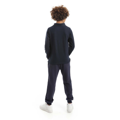 Red Circle Long Sleeve Polo Set + Pants Kids