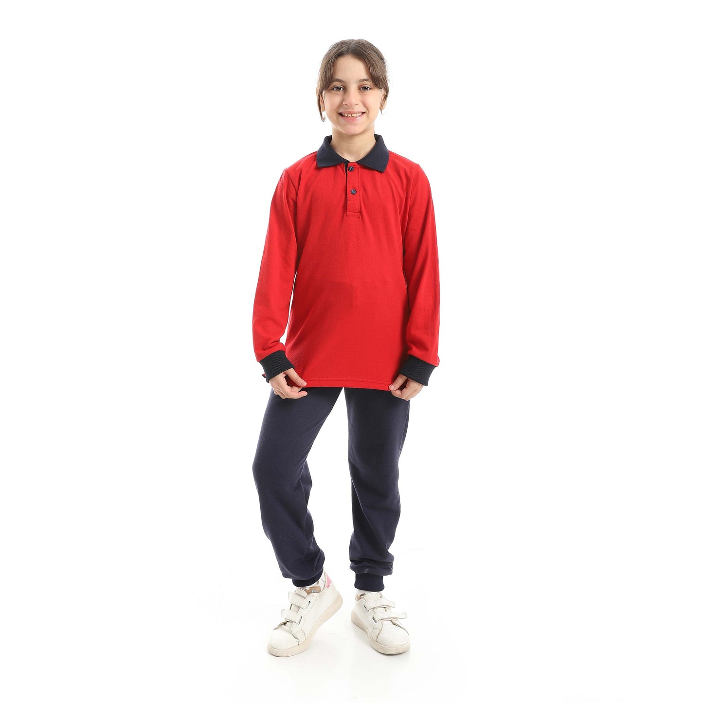 Red Circle Long Sleeve Polo Set + Pants Kids