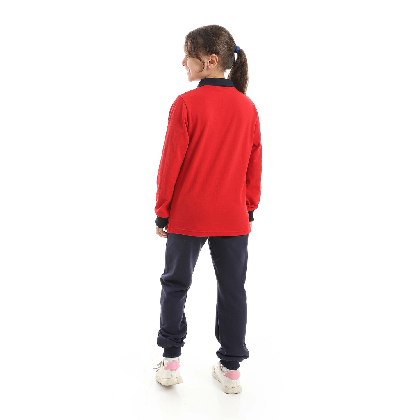 Red Circle Long Sleeve Polo Set + Pants Kids