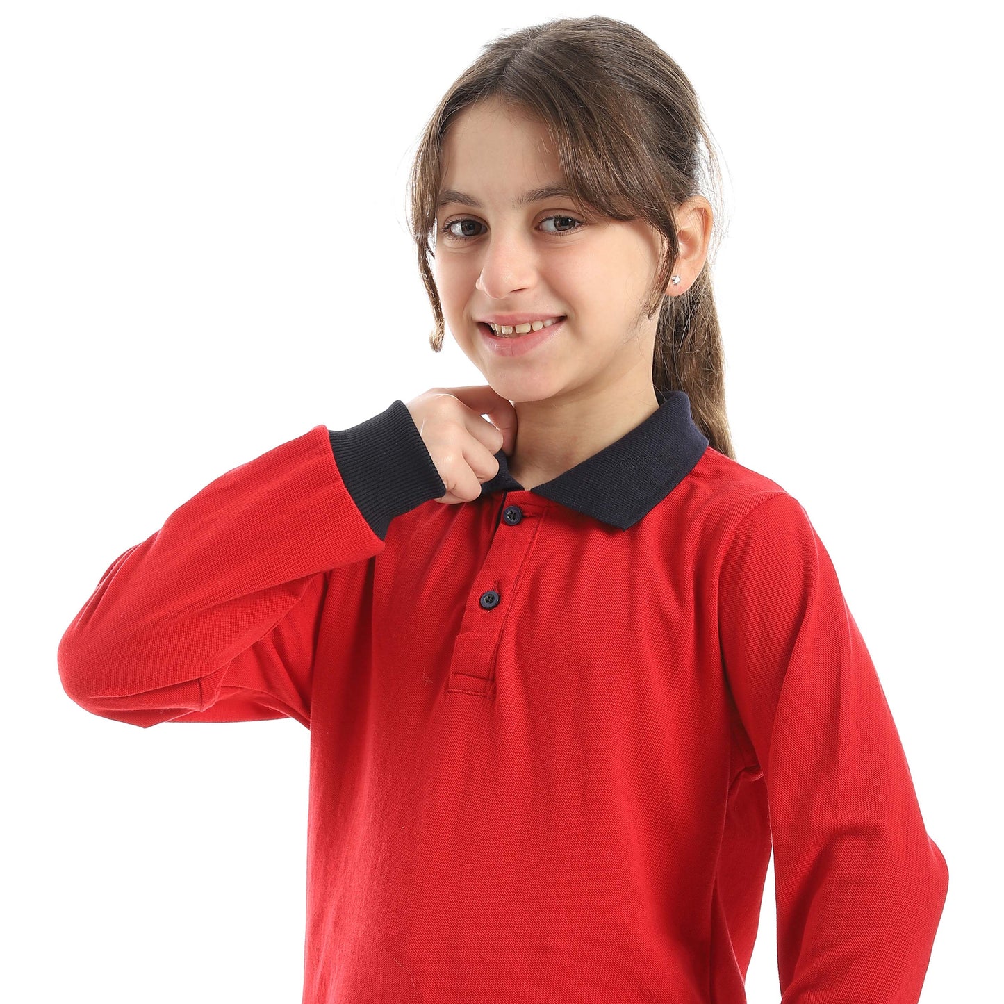 Red Circle Long Sleeve Polo Set + Pants Kids