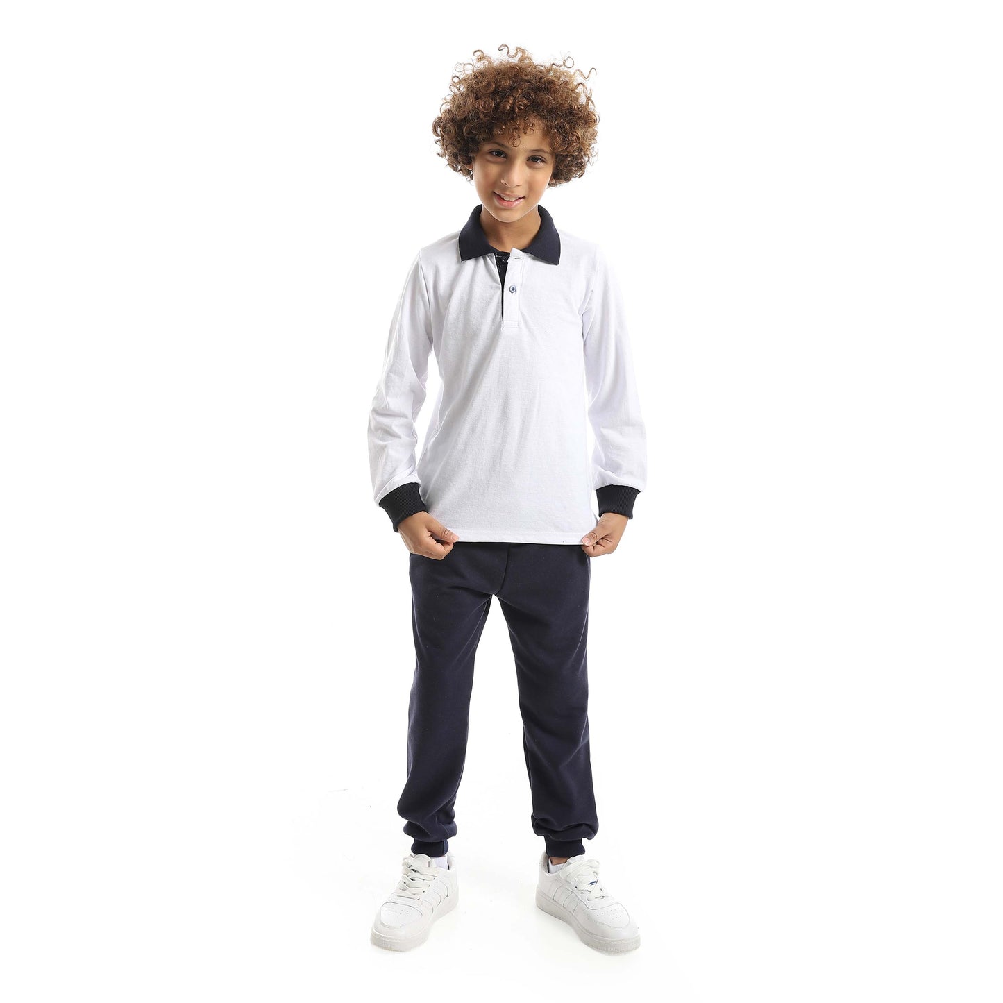 Red Circle Long Sleeve Polo Set + Pants Kids