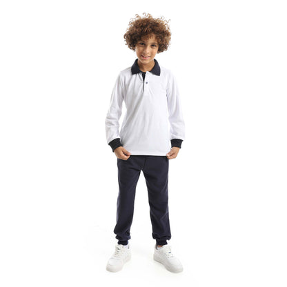 Red Circle Long Sleeve Polo Set + Pants Kids