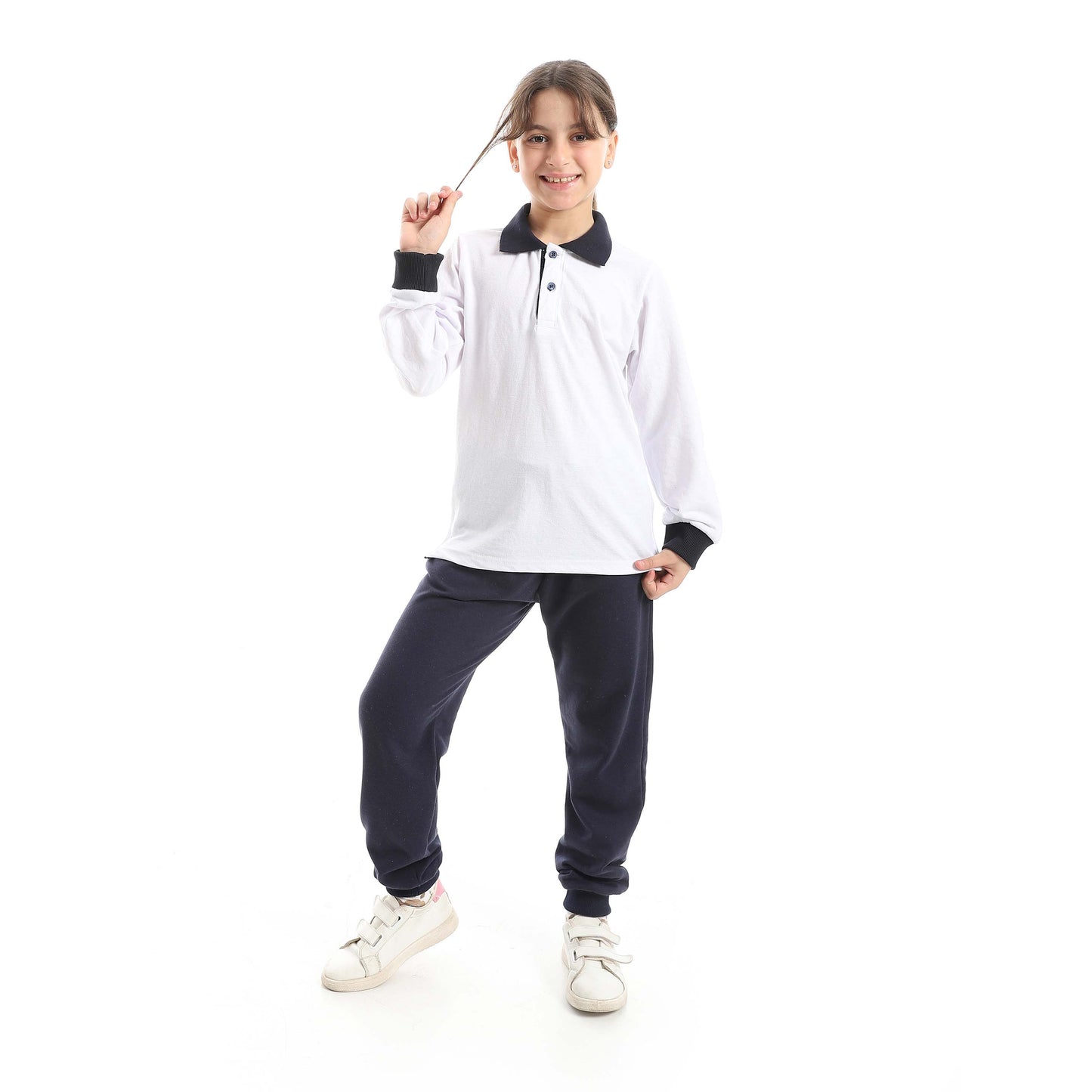 Red Circle Long Sleeve Polo Set + Pants Kids