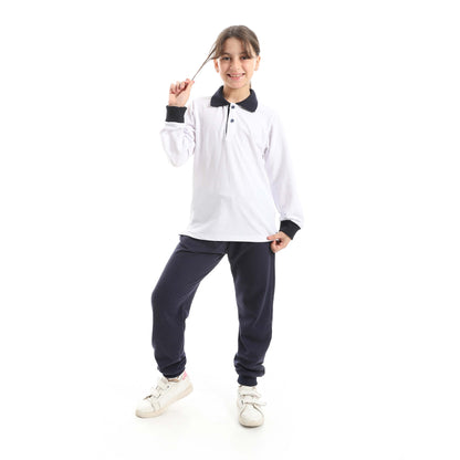 Red Circle Long Sleeve Polo Set + Pants Kids