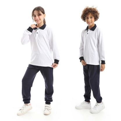 Red Circle Long Sleeve Polo Set + Pants Kids