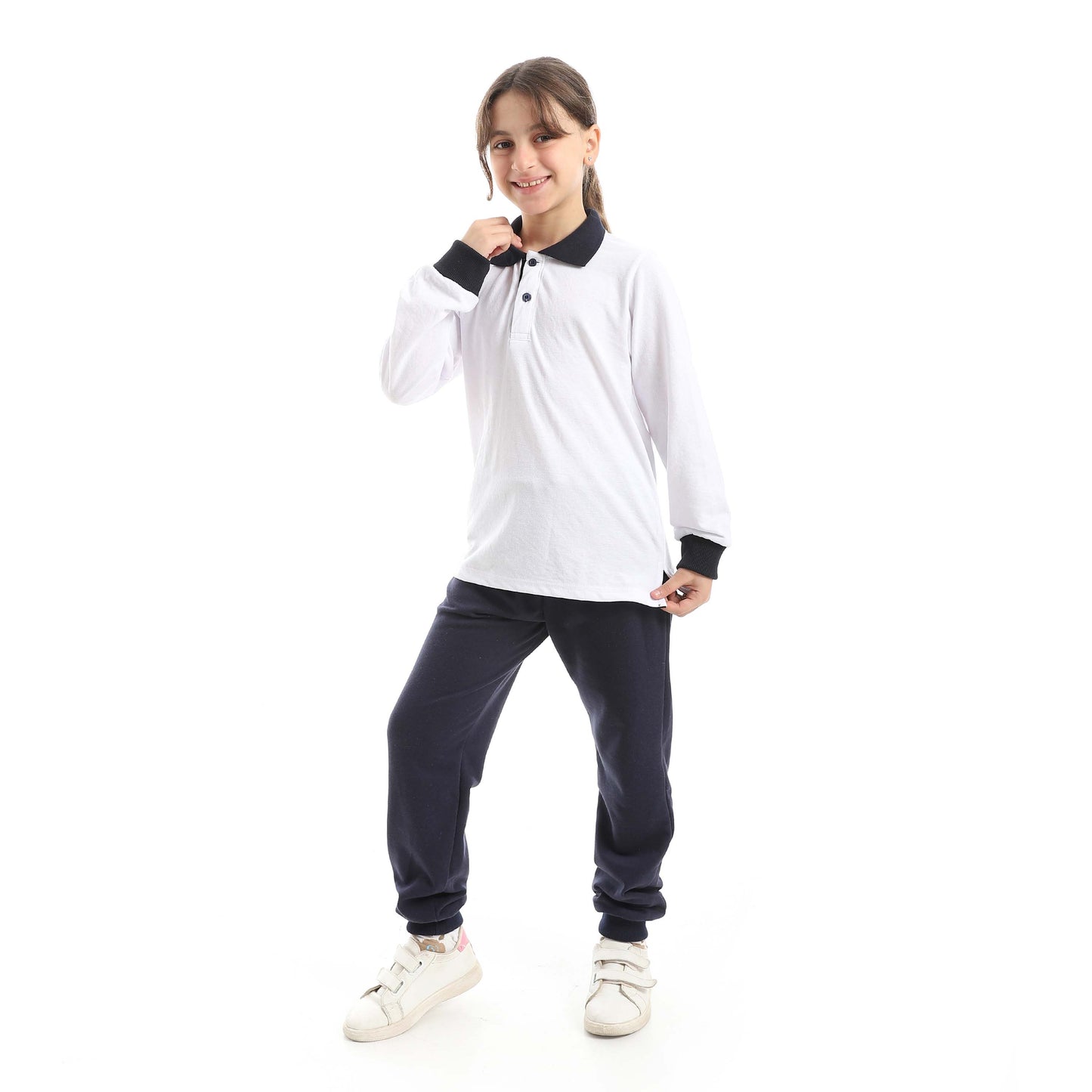 Red Circle Long Sleeve Polo Set + Pants Kids