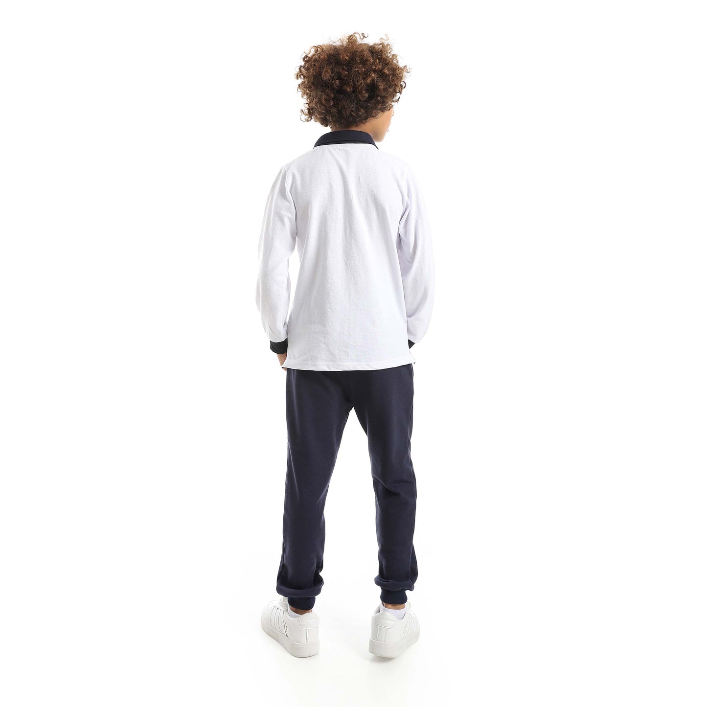 Red Circle Long Sleeve Polo Set + Pants Kids