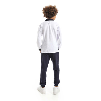 Red Circle Long Sleeve Polo Set + Pants Kids
