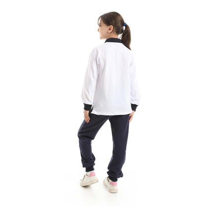 Red Circle Long Sleeve Polo Set + Pants Kids