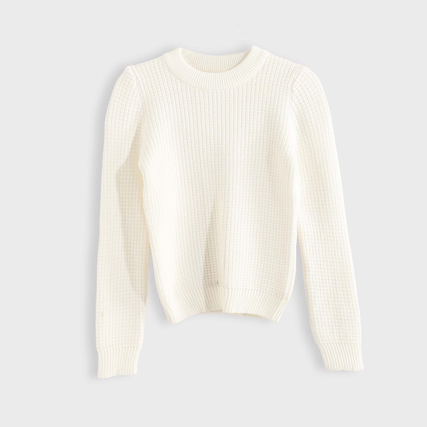 Bucklet Round Neck Plain Biscuit