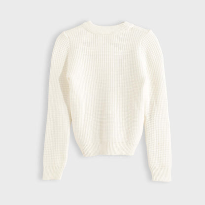 Bucklet Round Neck Plain Biscuit