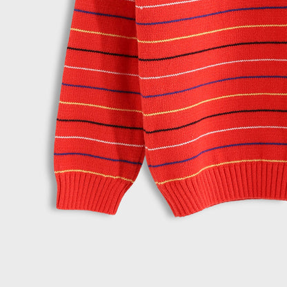 Bucklet Round Neck Thinly Stripedt