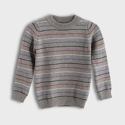 Bucklet Round Neck Thinly Stripedt