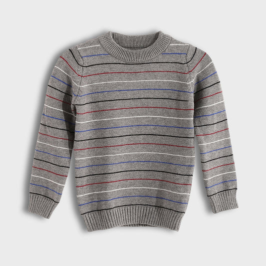 Bucklet Round Neck Thinly Stripedt