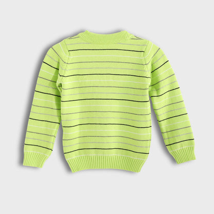 Bucklet Round Neck Thinly Stripedt
