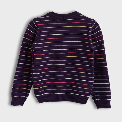 Bucklet Round Neck Thinly Stripedt