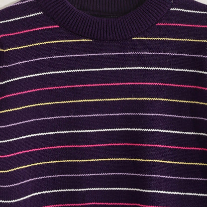Bucklet Round Neck Thinly Stripedt
