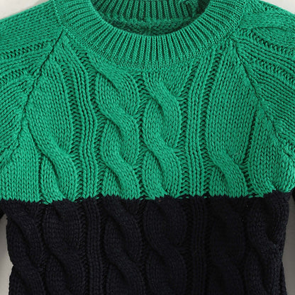 Pullover Round Knitted Mini Neck