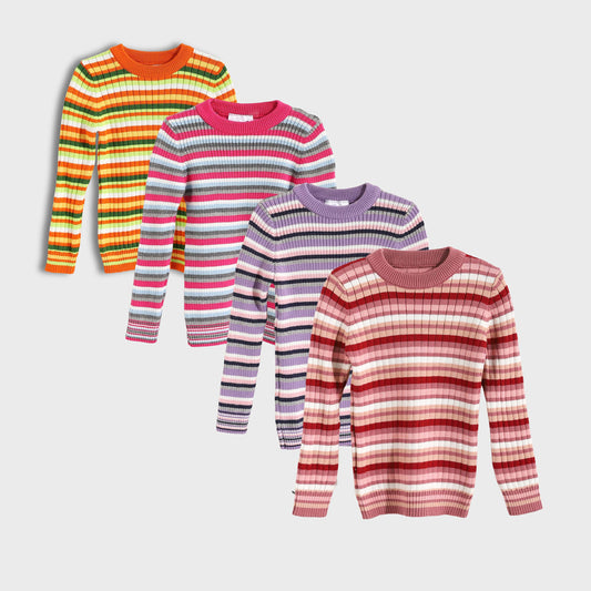 Bundle Round Neck Striped 4 Pieces