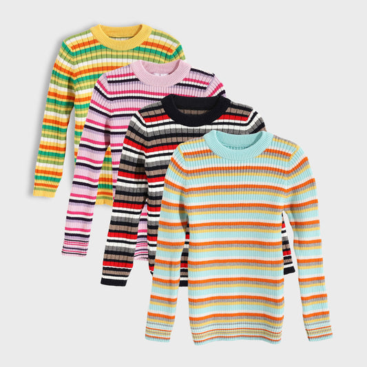 Bundle Round Neck Striped 4 Pieces