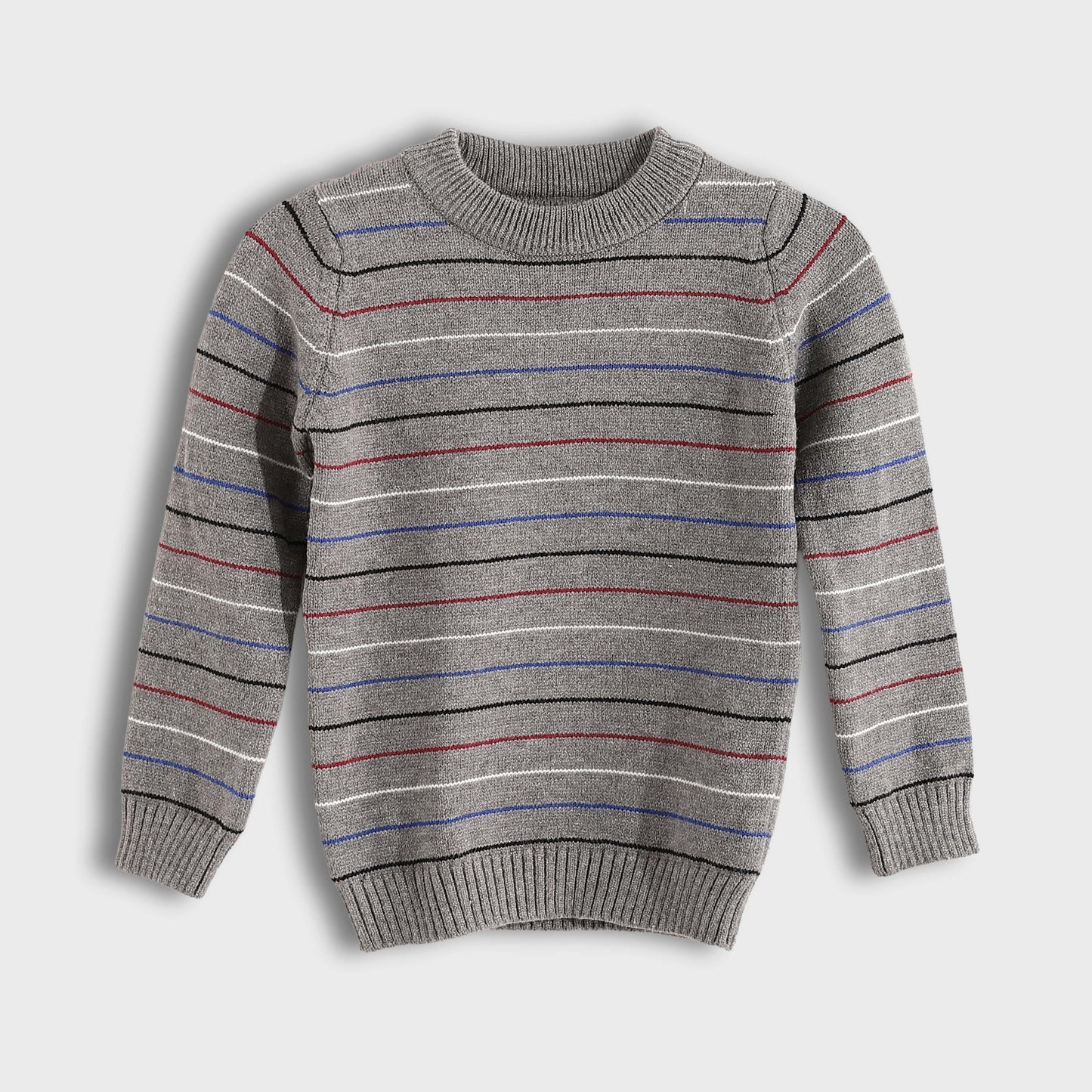 Bucklet Round Neck Thinly Stripedt