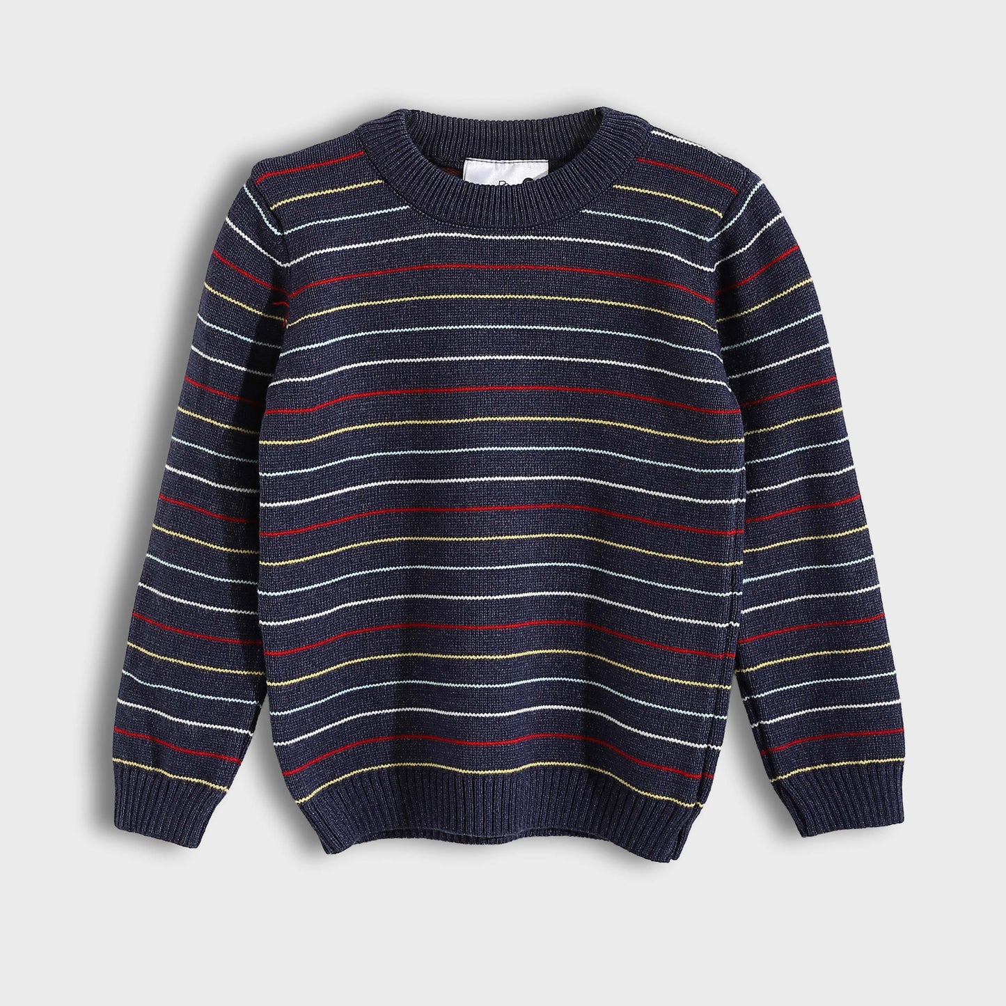 Bucklet Round Neck Thinly Stripedt