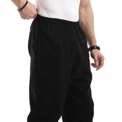 Plain White Elastic Waist Chic Pants