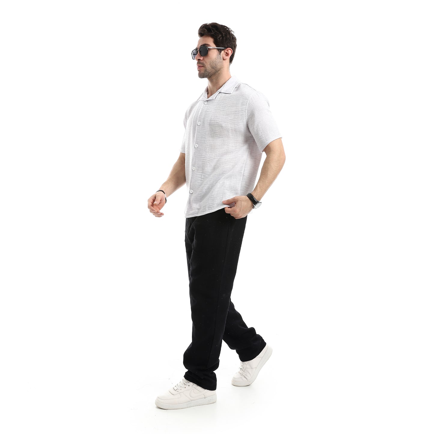 Plain White Elastic Waist Chic Pants