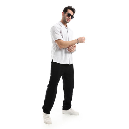 Plain White Elastic Waist Chic Pants